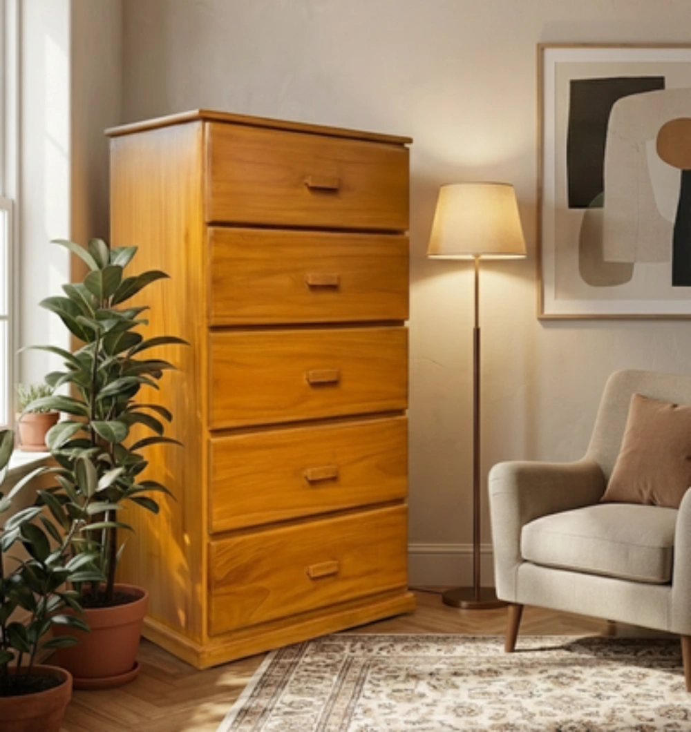 Premium Wooden 5 Drawers Wardrobe