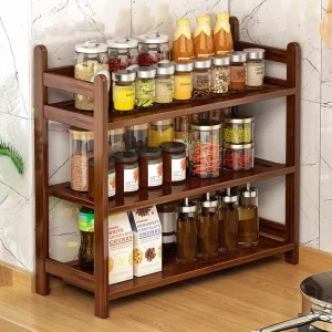 Elegant Wooden 3-Layer Kitchen Shelf