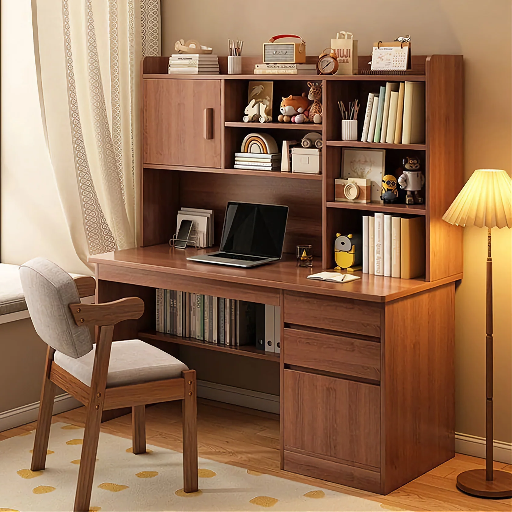 Wooden Study Table with Bookshelf - Image 2