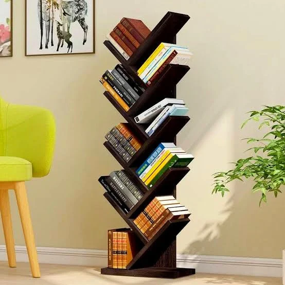 Wooden Tree 9 Shape Bookshelf For Office/Home